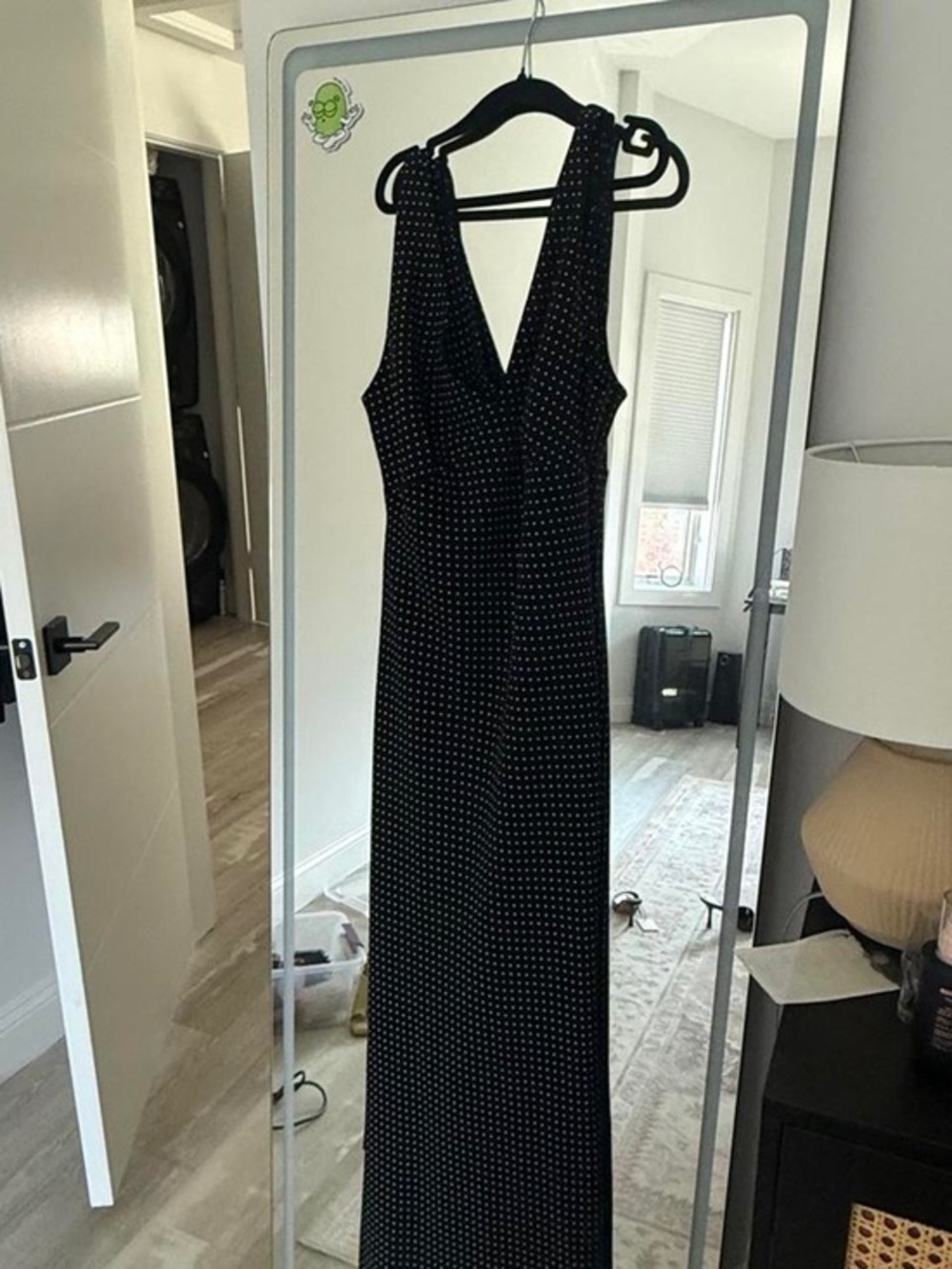 Black Polka Dot V-Neck Maxi Dress